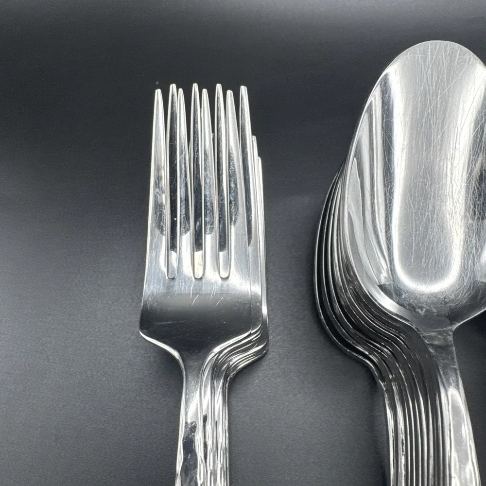 Mikasa Oliver Flatware Forks Spoons Knives Dinner Salad Lot Stainless Hammered